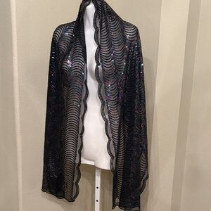 Elegant Black Sequin Women's Shawl